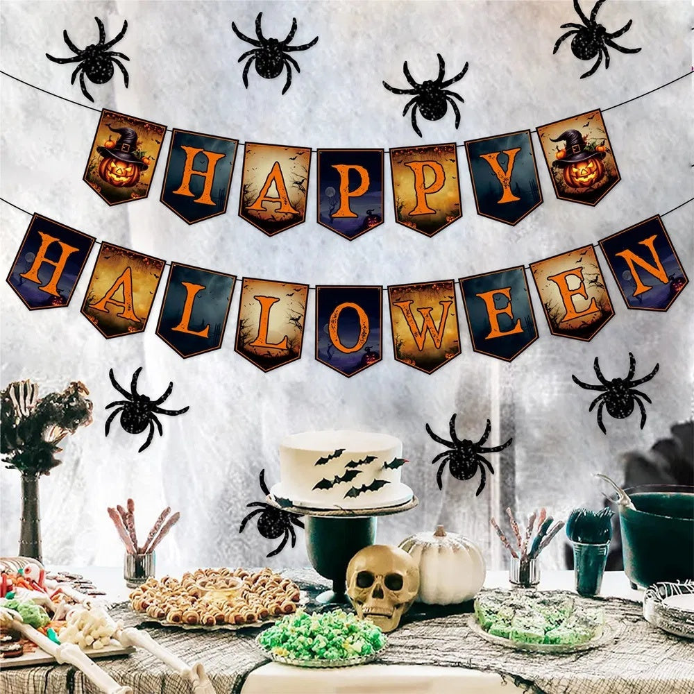 Halloween Banner & Spider Garland