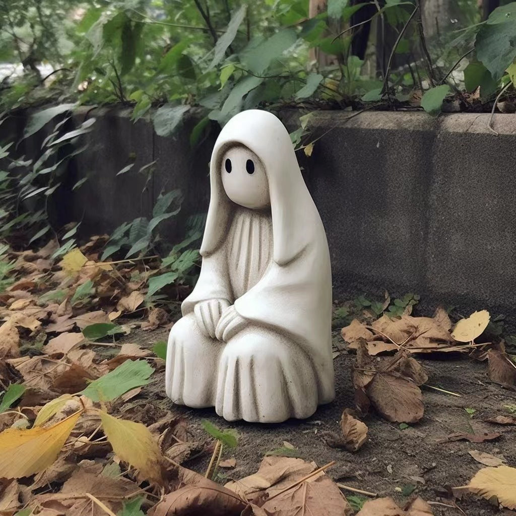 White Ghost Garden Statue