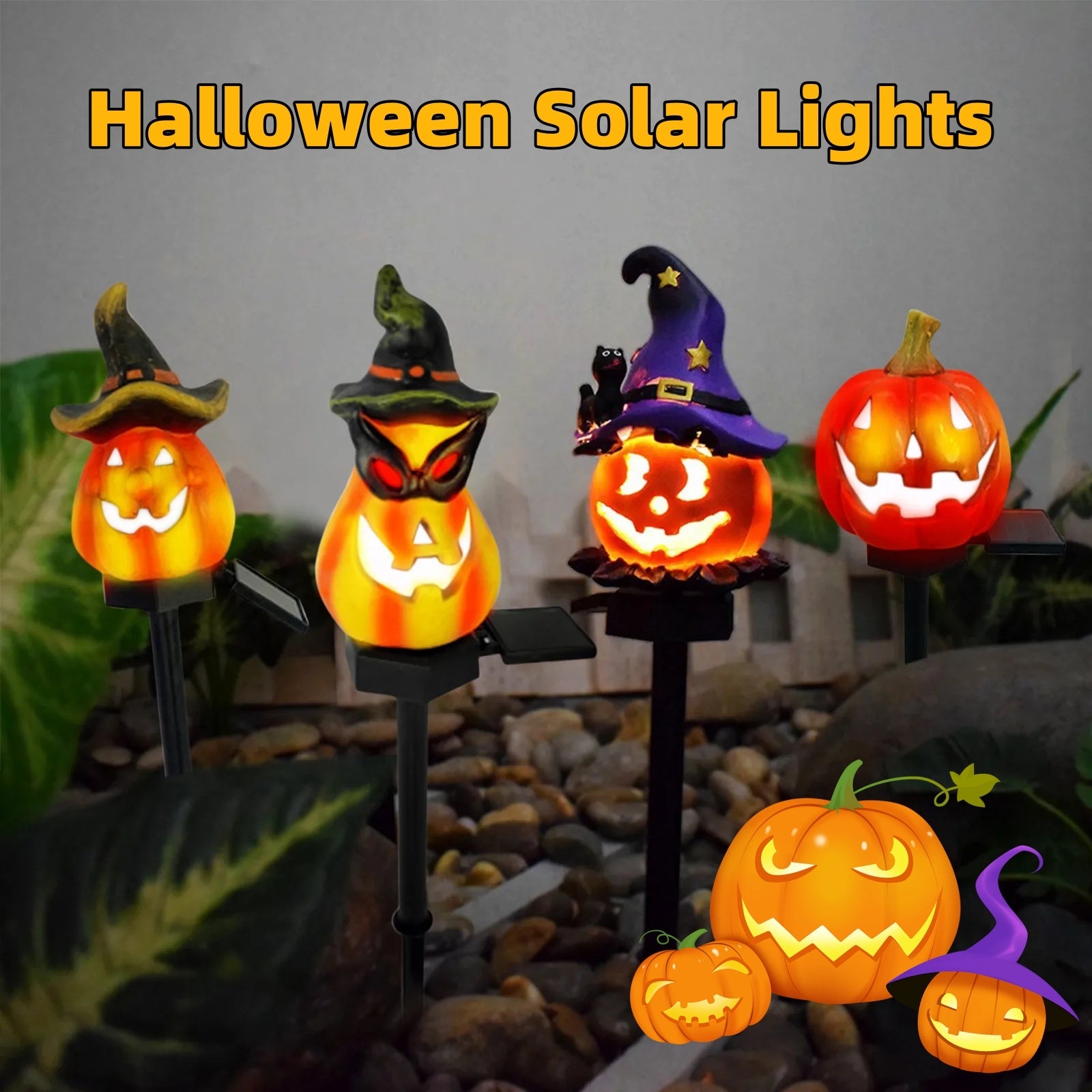 Solar Halloween Pumpkin Lantern