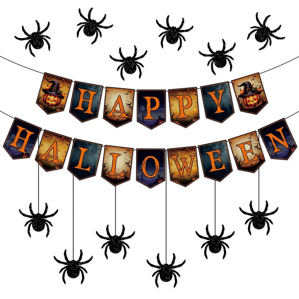 Halloween Banner & Spider Garland