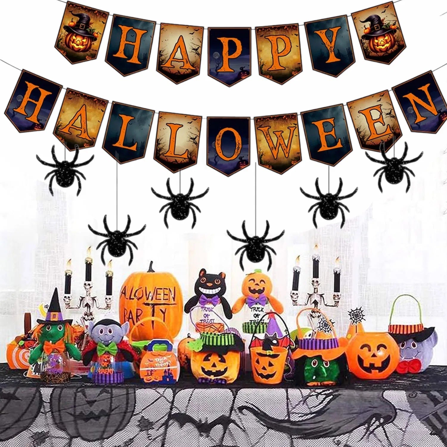 Halloween Banner & Spider Garland