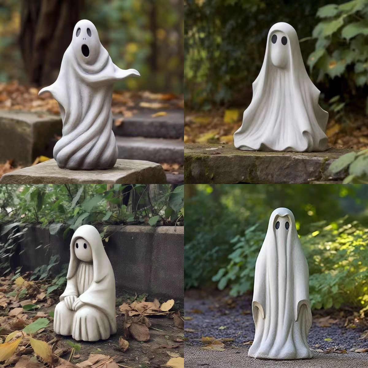 White Ghost Garden Statue